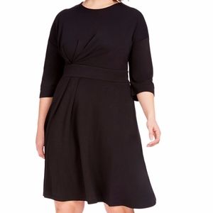 Eloquii Black Asymmetrical pleated Dress